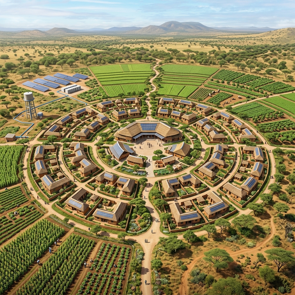 Architectural rendering of a planned smart village